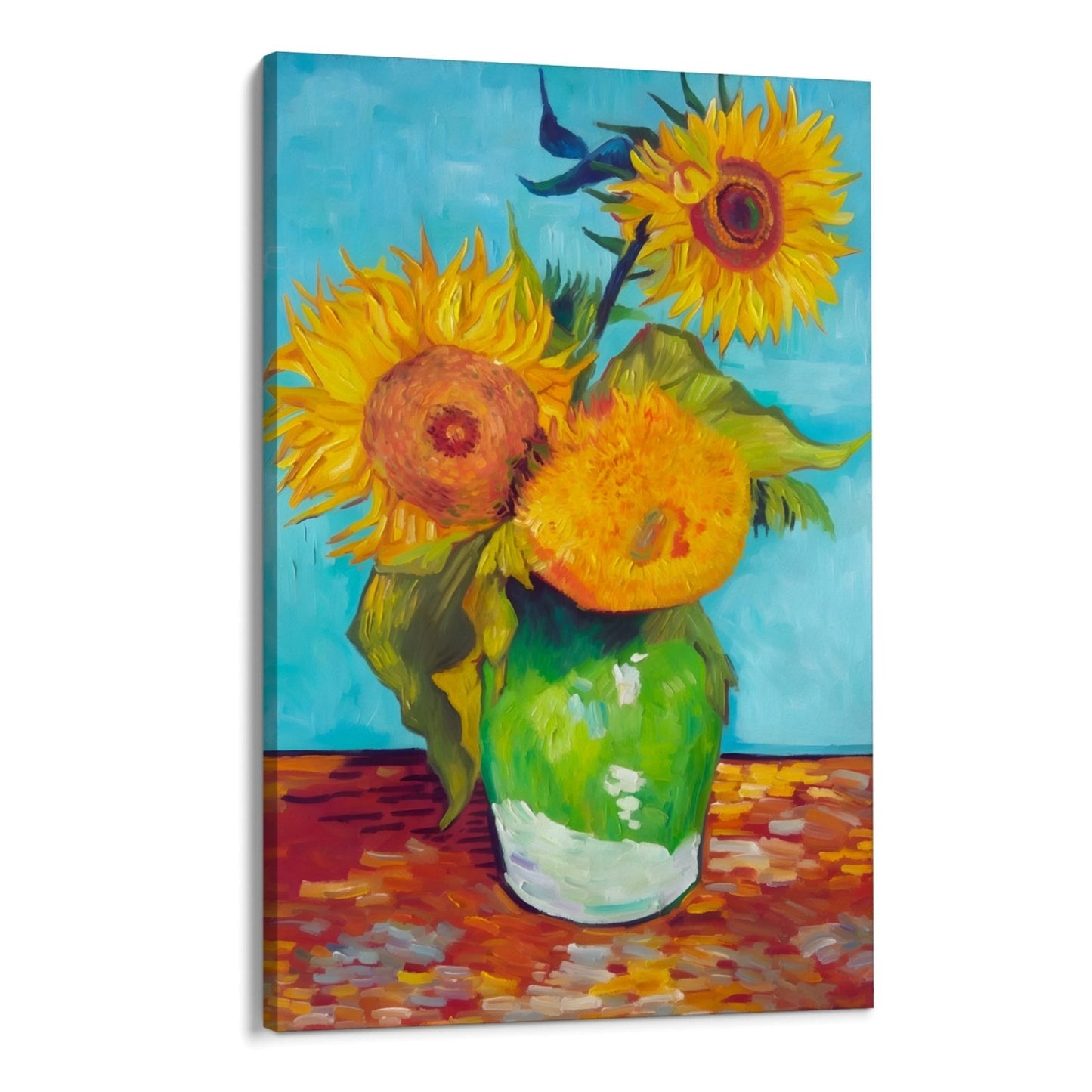 Vaas met drie zonnebloemen, Vincent van Gogh