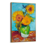 Vaas met drie zonnebloemen, Vincent van Gogh