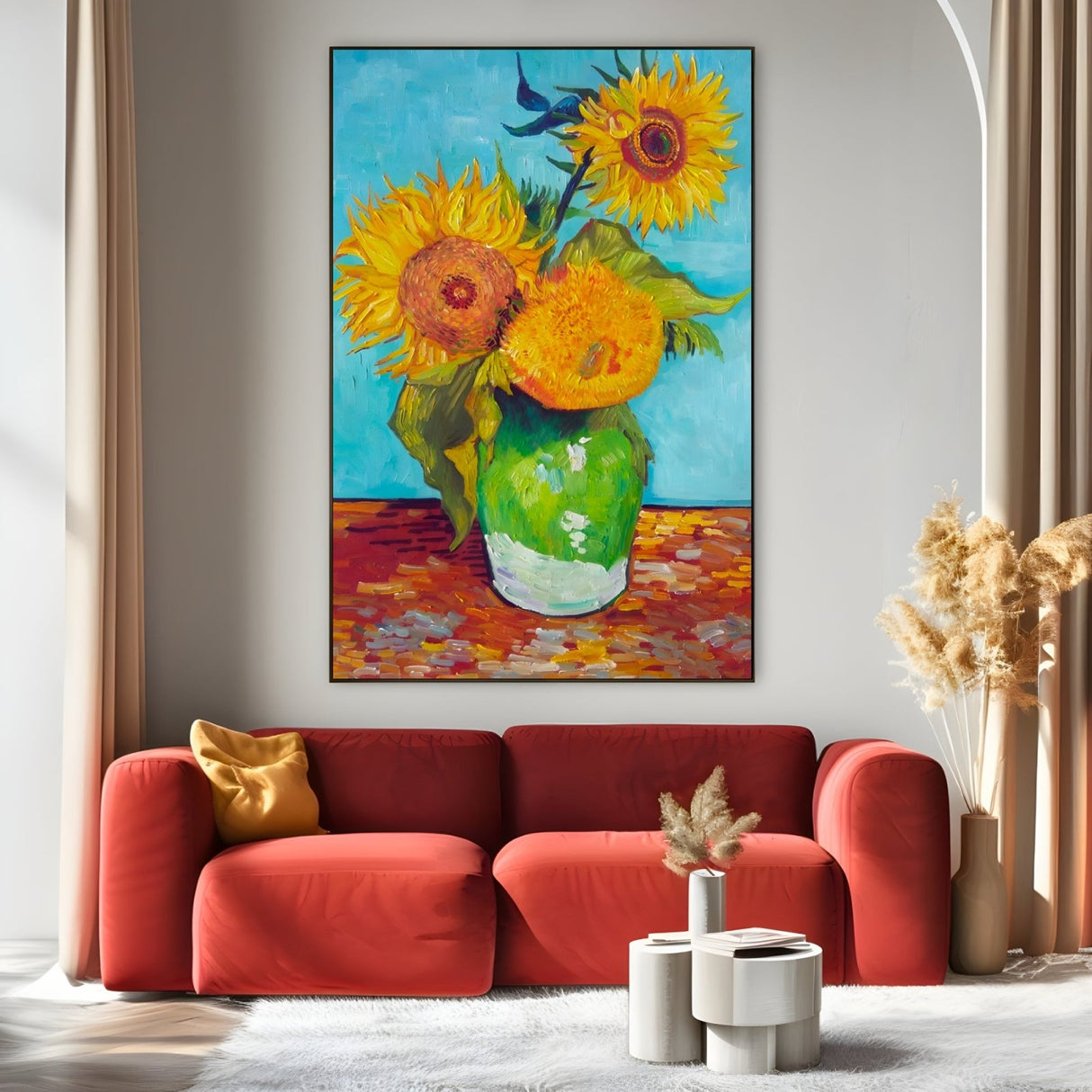 Jarrón con tres girasoles, Vincent Van Gogh