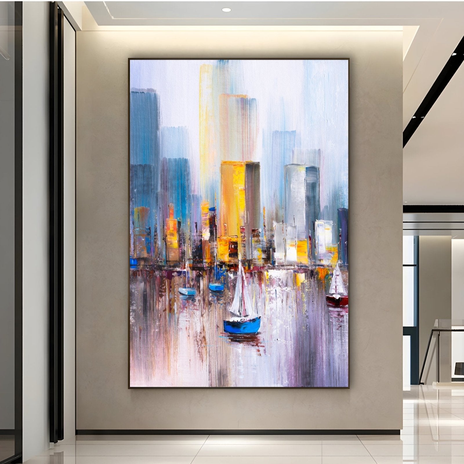 Painting Print on canvas - Sea Art, Cream, Yellow Orange