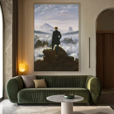 Quadro Stampa su Tela Viandante sul Mare di Nebbia, Friedrich - CupidoDesign