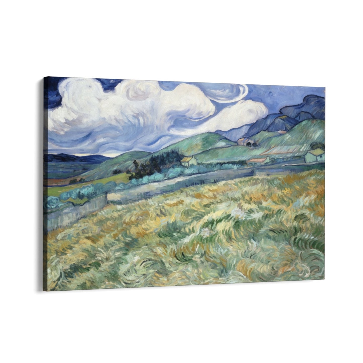 Champ de blé et montagnes 1889, Vincent Van Gogh