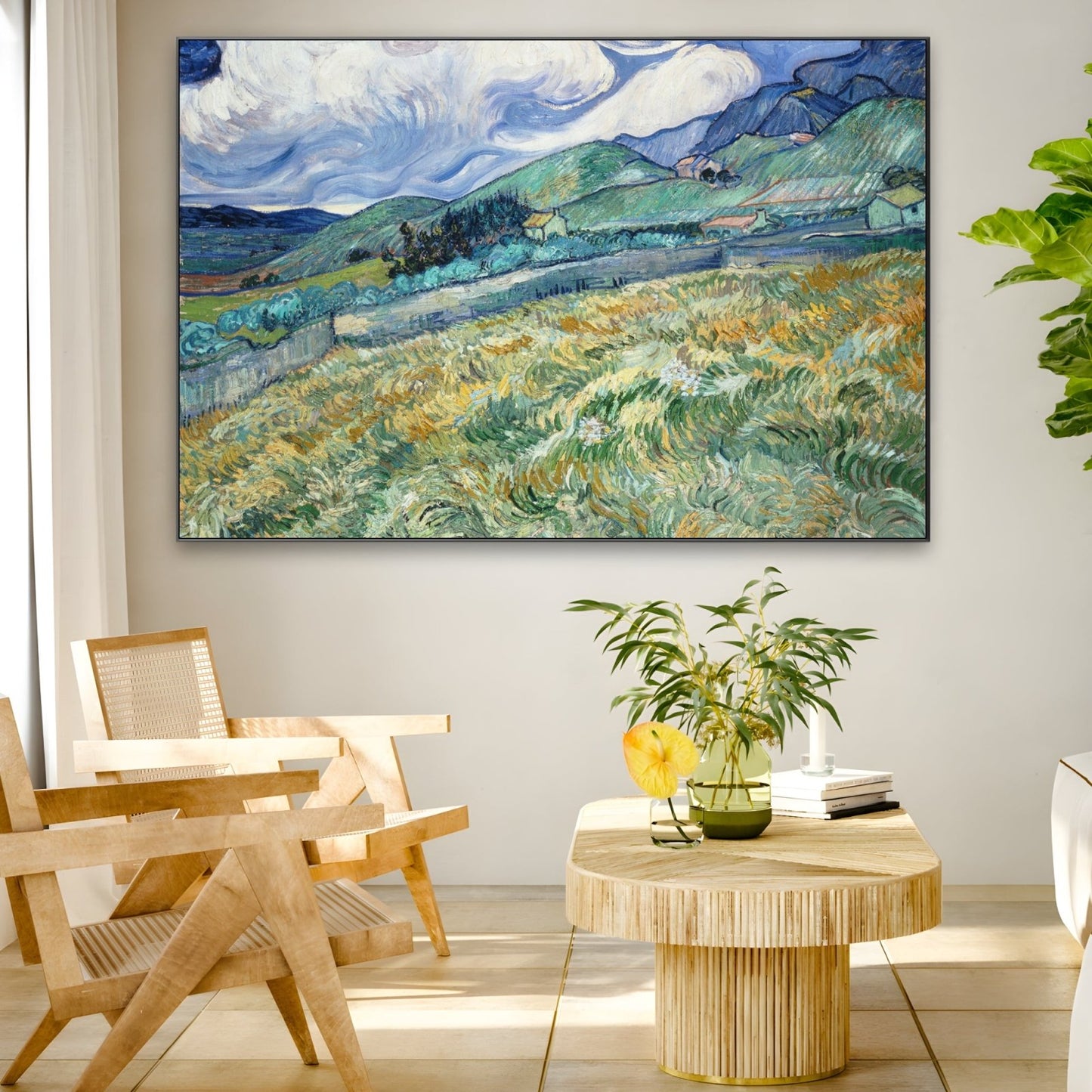 Campo de trigo y montañas 1889, Vincent Van Gogh