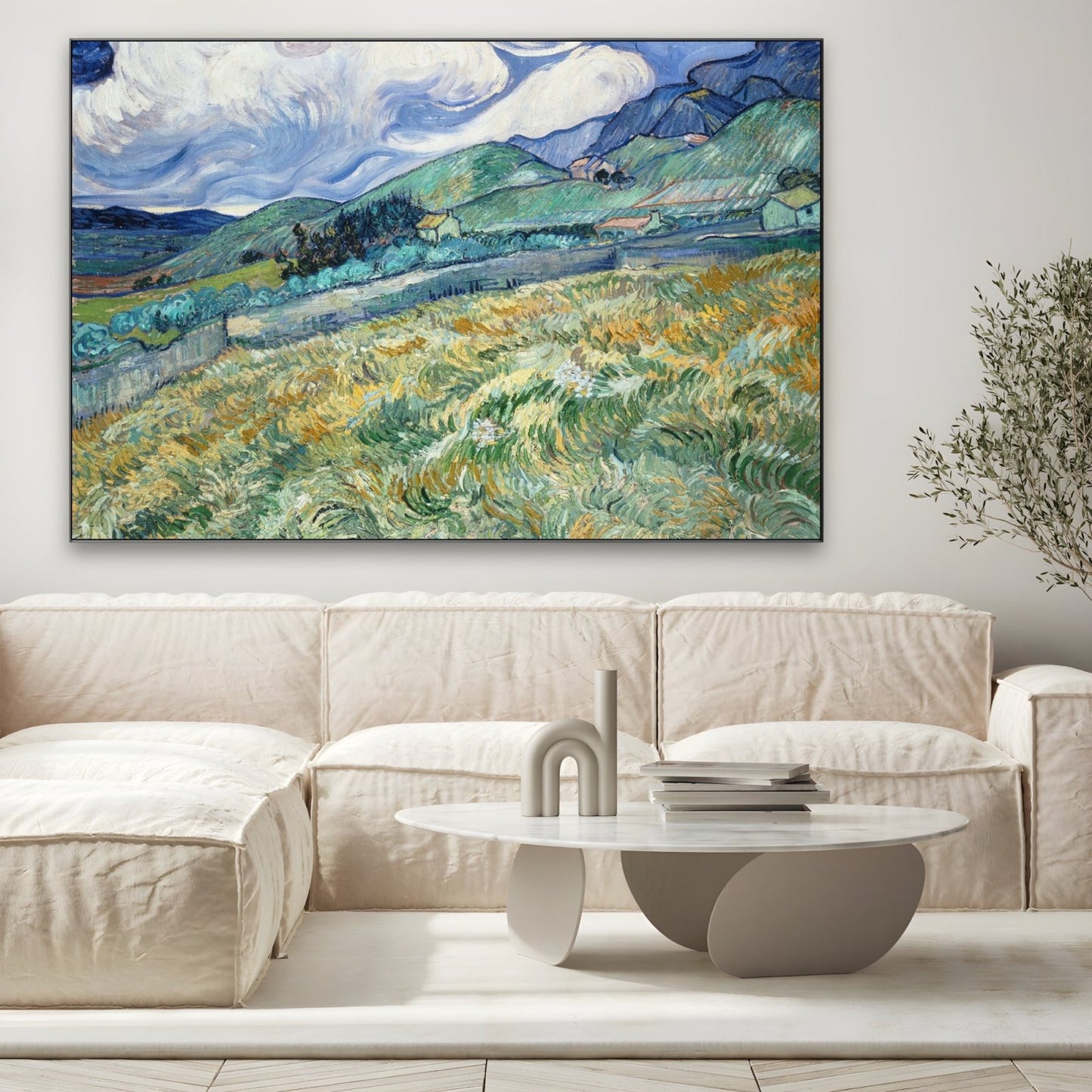 Campo de trigo y montañas 1889, Vincent Van Gogh
