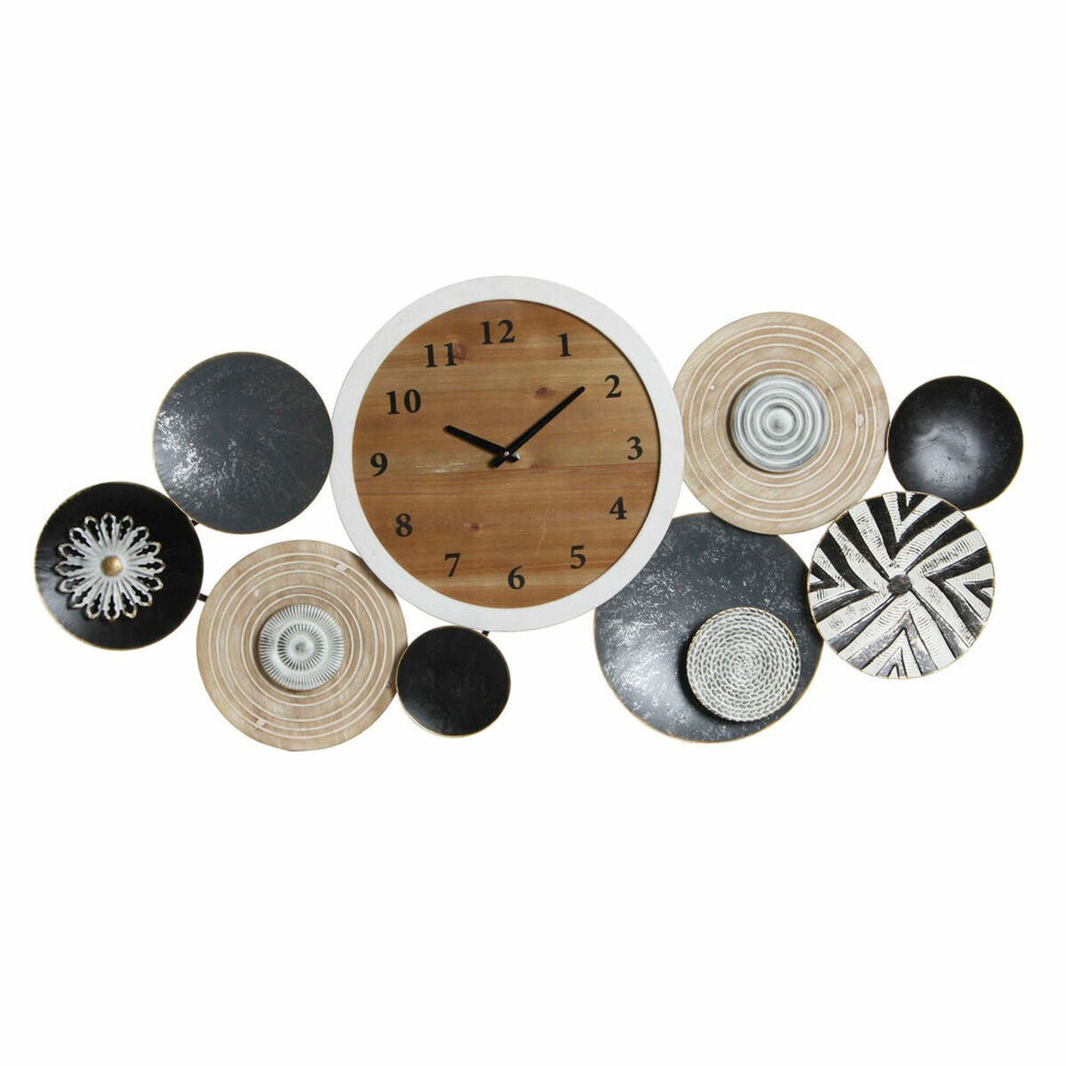 Wooden Clock composition 105.4 x 6.5 x 51.5 cm
