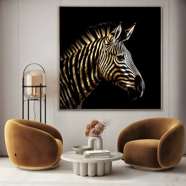 Quadro Stampa su Tela Zebra Dorata - CupidoDesign
