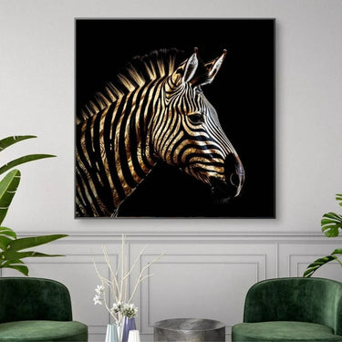 Quadro Stampa su Tela Zebra Dorata - CupidoDesign