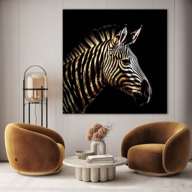 Quadro Stampa su Tela Zebra Dorata - CupidoDesign